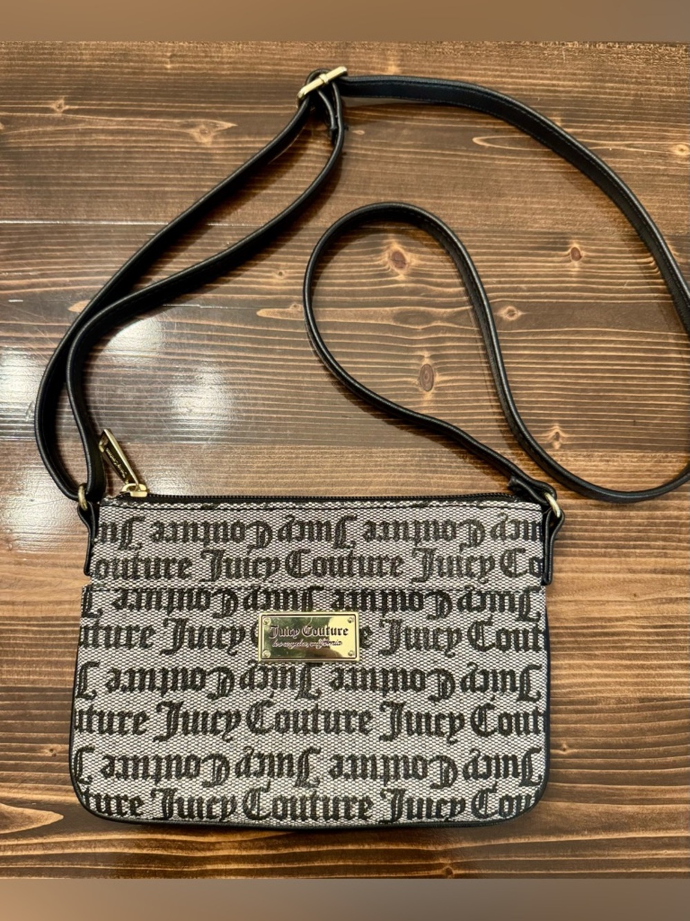 Juicy Couture Gray and Black Logo Crossbody Bag EUC